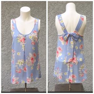 Candie's Lavender Blue Floral Tie-Back Tank Top